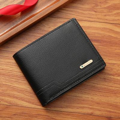 Cartera clásica de cuero para hombre, cartera corta y delgada a la moda con tarjetero para identificación y fotografía, cartera para hombre de negocios, billetera con clip para dinero para hombre