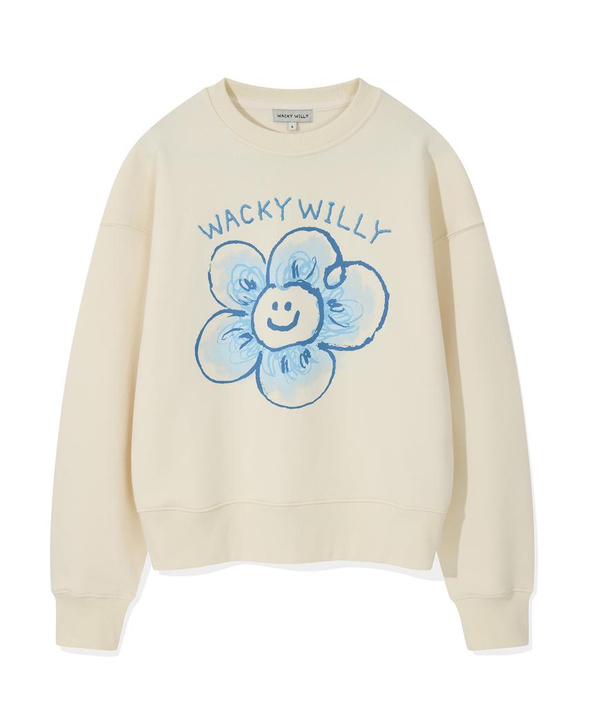 Wacky Willy Women'S Big Lily Graphic Sweatshirt Cream