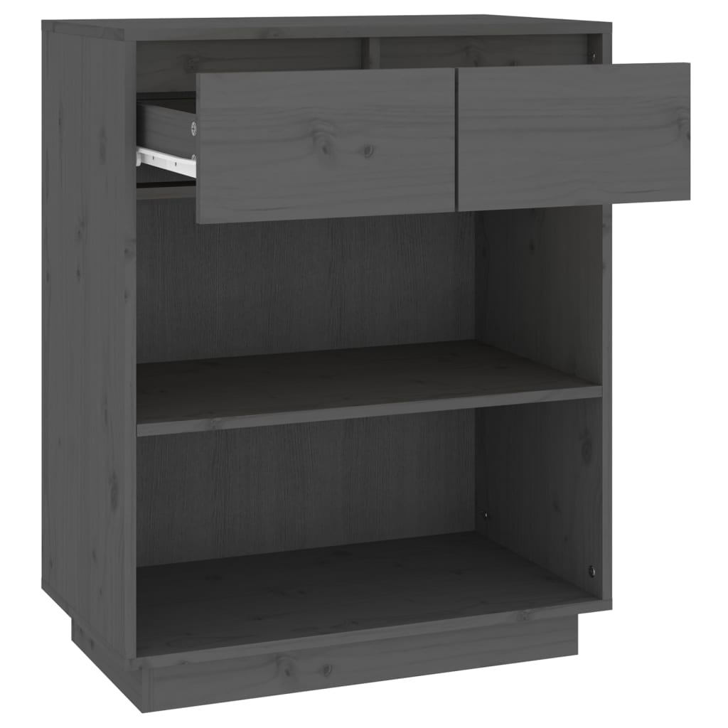Vidaxl Szafka, Szara, 60X34X75 Cm, Lite Drewno Sosnowe