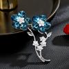 Literary and Fresh High-end Flower Brooch Slightly Inlaid Zircon Brooch Personalized Suit Exquisite Pin Light Luxury High-end Sense