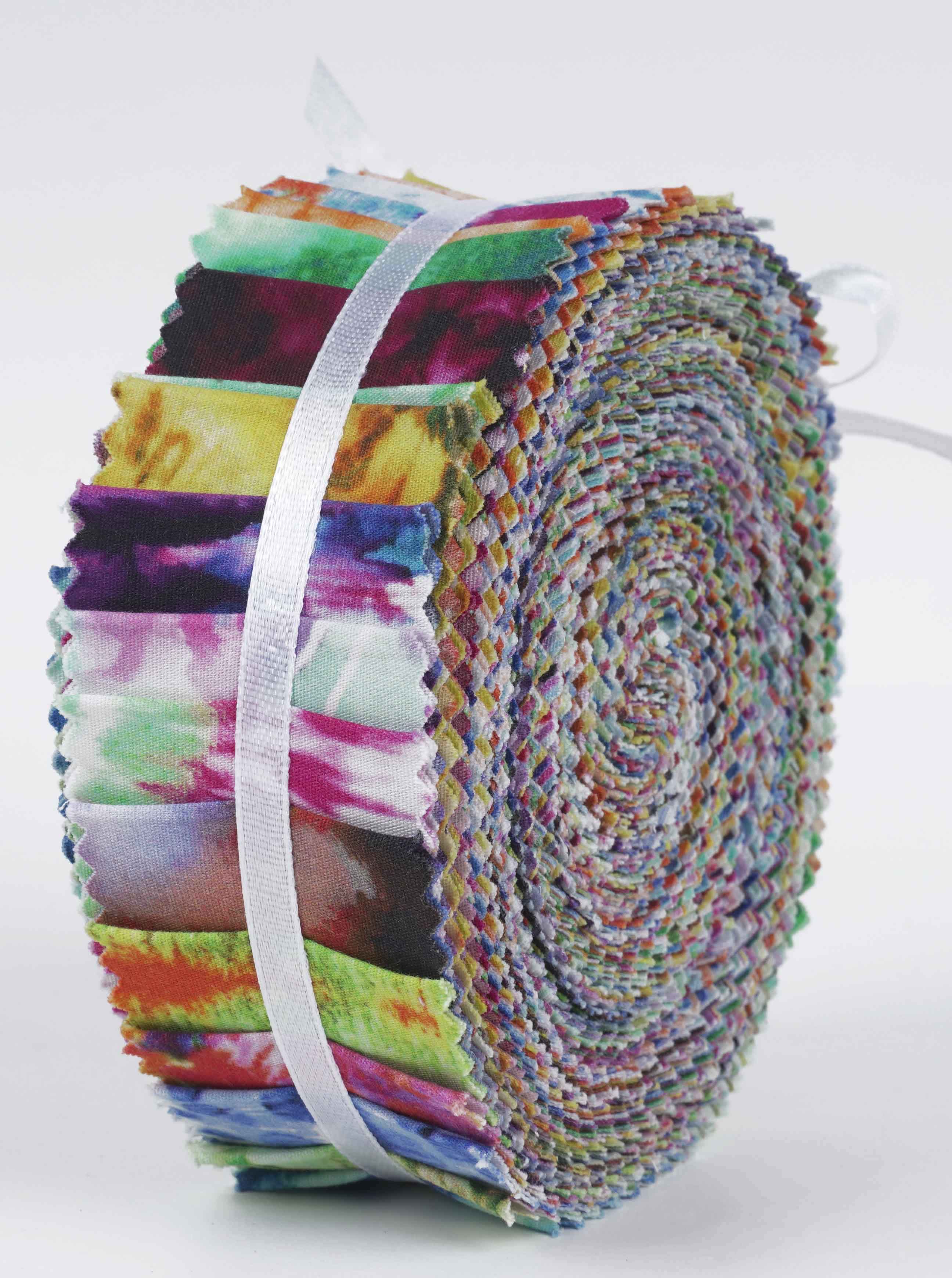 

Soimoi, 40 шт. бавовняної тканини з принтом Tie Dye для стьобання, 2,5x42 дюйма, желейний рулон - 1.5x42inches різнокольоровий