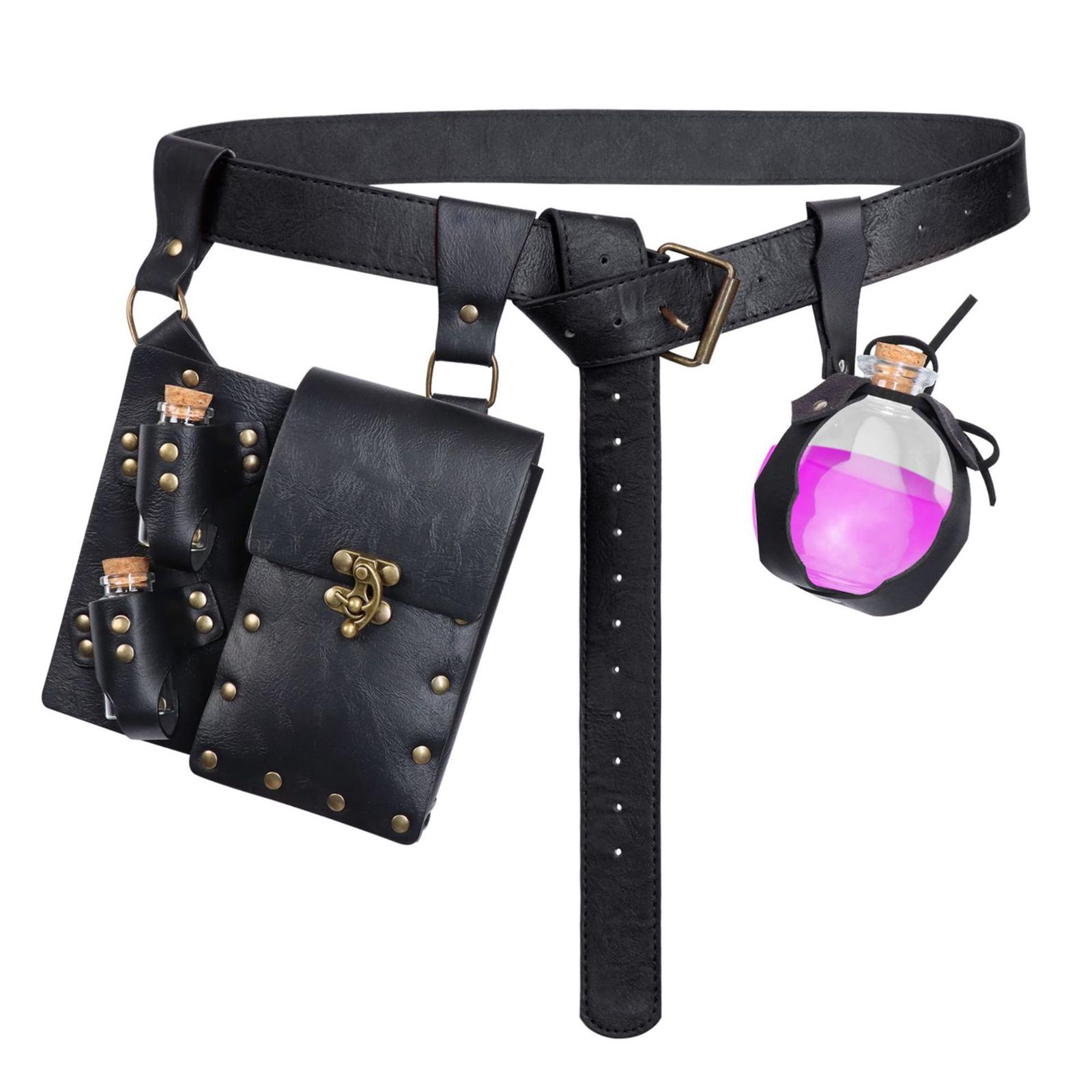 Mittelalterliches Kostüm Mittelalterlicher Ledergürtel Hüfttasche Verkorkte Trankflasche Zauberer Trankflaschenhalter Für Halloween Cosplay T6