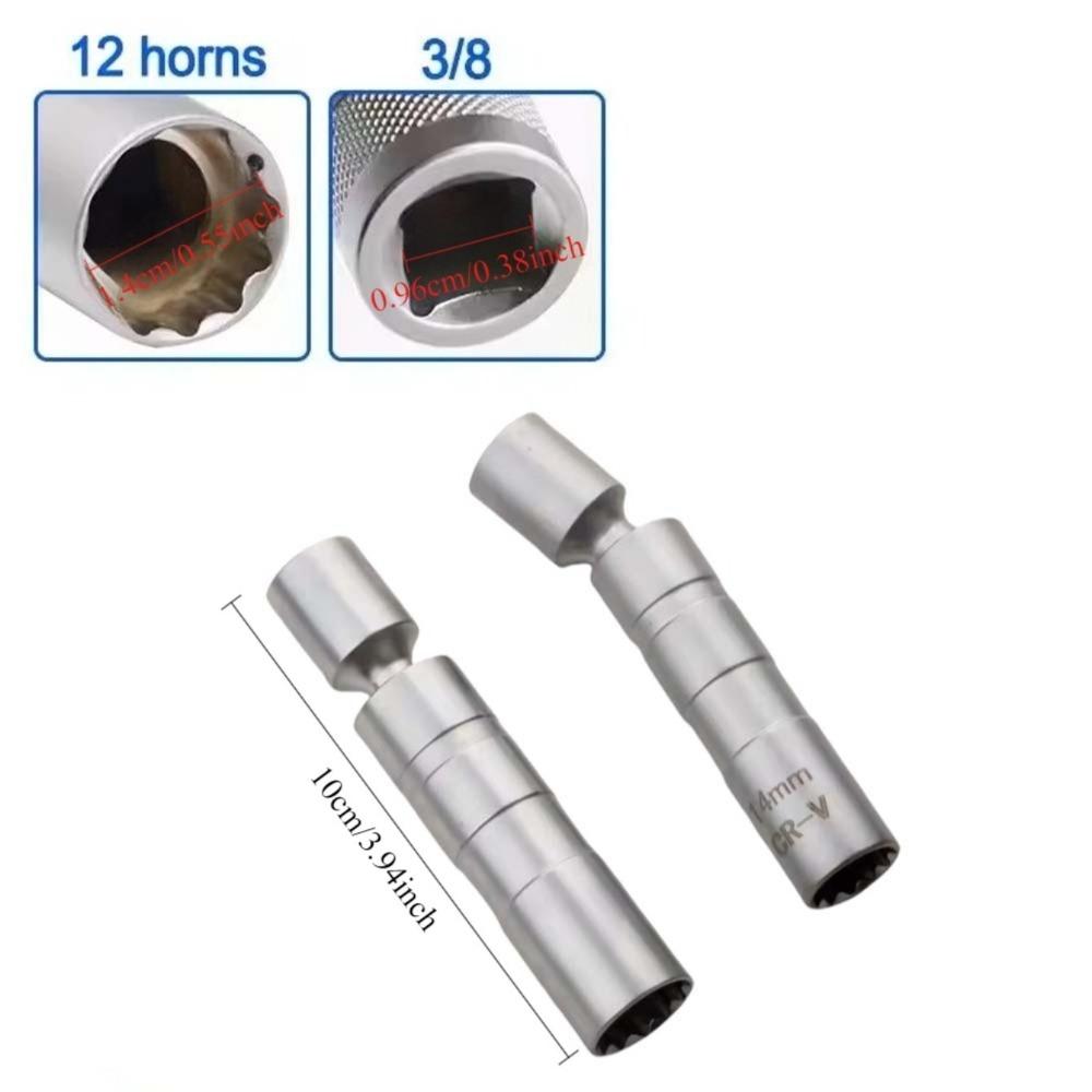 Adaptor cheie pentru bujii 14mm16mm Set articulație universală cu priză magnetică flexibilă Perete subțire 3/8" Instrument de reparație auto