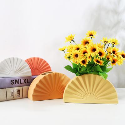 Fächerförmige Kunstvase Blumentopf Keramik Hydrokulturvase Blumenarrangement Wohnkultur Desktop Ornamente Gartendekoration