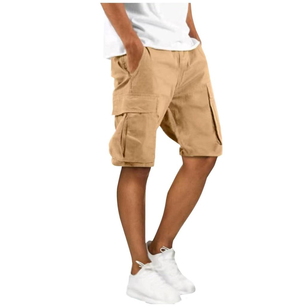 Pantaloni de lucru casual confortabili pentru bărbați, culoare uni, cu buzunare multiple
