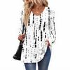 Dame Casual Mote V-hals Knapper Retro Blomsterprint Langermet Topp
