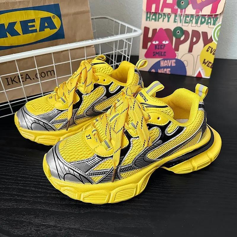 Chic Chunky Sneakers Women Men Design White Red Ladies Sports Shoes Comfortable Wide Sole Casual Shoes 41 42 Big Size
