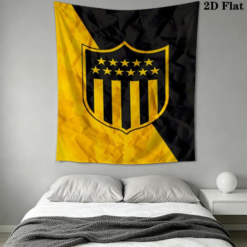 Penarol Fußballverein Wandteppich Ästhetisches Wandbehang Gedruckter Stoffdecke Dekorative Wandteppiche für Schlafzimmer Wohnzimmer Heimdekoration