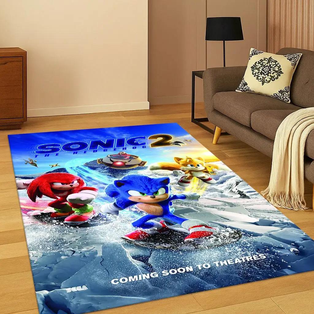 Klasik S-Sonic Oyun Çizgi Film Kirpi Halı Kilim Yatak Odası Oturma Odası Kanepe Ev Dekorasyonu için, Çocuk Alan Halısı Kaymaz Zemin Matı Hediye