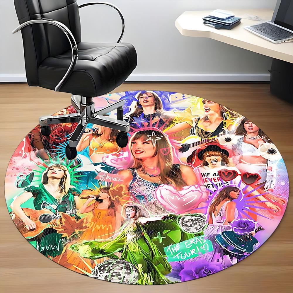 1PC Taylor Swift Office Round Rug, Non-slip, Soft and Durable Office Rug for Interior Decoration, Perfect for Office, Beautiful Decoration