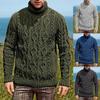 Herren-Pullover, Stehkragen, gehäkelt, dicker Wollstrickpullover, Herren-Hedging-Langarmpullover