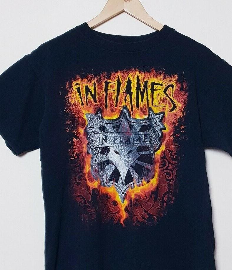 Vintage In Flames Anvil Men T-shirt Black Cotton Unisex All Sizes S-4XL Unisex T-Shirt L
