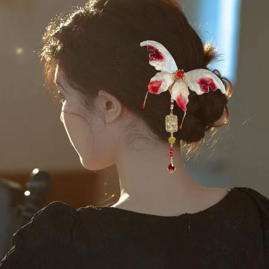 Women Hair Clip Shiny Butterflies Decor Hair Pin Metal Rhinestone Hair Piece Hair Styling Tool Hair Accessory