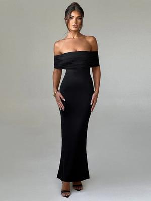 Vestido de Verão de Um Ombro Costas Nuas Sexy Slim