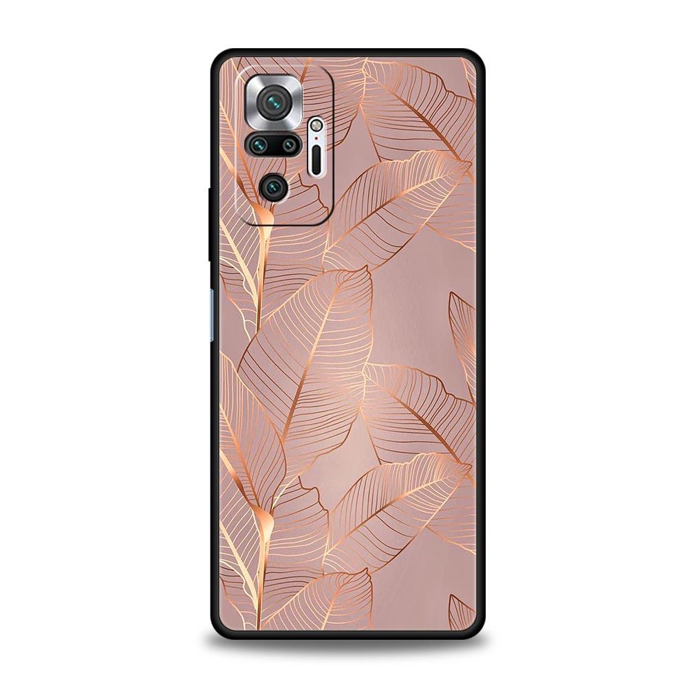Fashion Gold Pink Marble Phone Case For Xiaomi Redmi Note 14 13 5G 10 11 12 Pro Plus 4G 14C 13C 12C 10C Black Cover