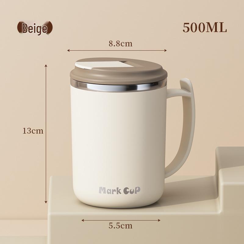 Kancelářský hrnek na kávu s víčkem: Nerezová ocel 304, Dvouvrstvá, Kreativní design, Vysoká hodnota, Kelímek na vodu