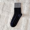 Autumn Winter Gray Polka Dot Mid-Calf Cotton Socks - Japanese Retro Contrast Stacked Socks,  Chic Layering Ankle Socks for Women