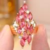 Geometric Marquise Stone Rose Red Crystal White Zircon Rings For Women Vintage Gold Color Engagement Bands Wedding Jewelry Gifts