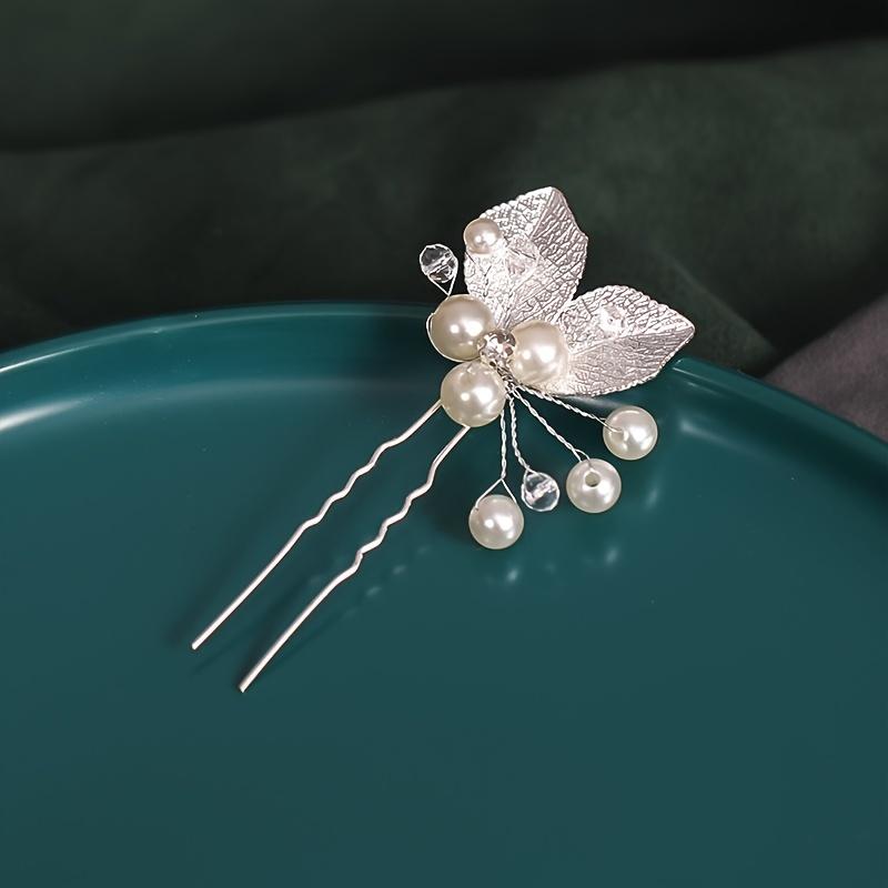 Kristall Perle Blatt Haarnadel Haarnadel Band Für Frauen Braut Hochzeit Braut Haaraccessoires Schmuck Nadel Band Geschenk