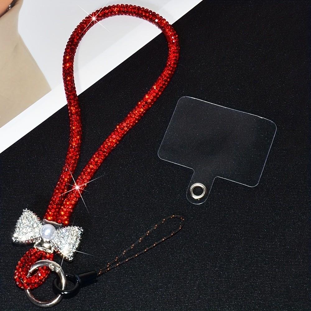 Sparkling Finish Phone Wrist Strap Pearl Bowknot Phone Lanyard Phone Wrist Chain Women Girls