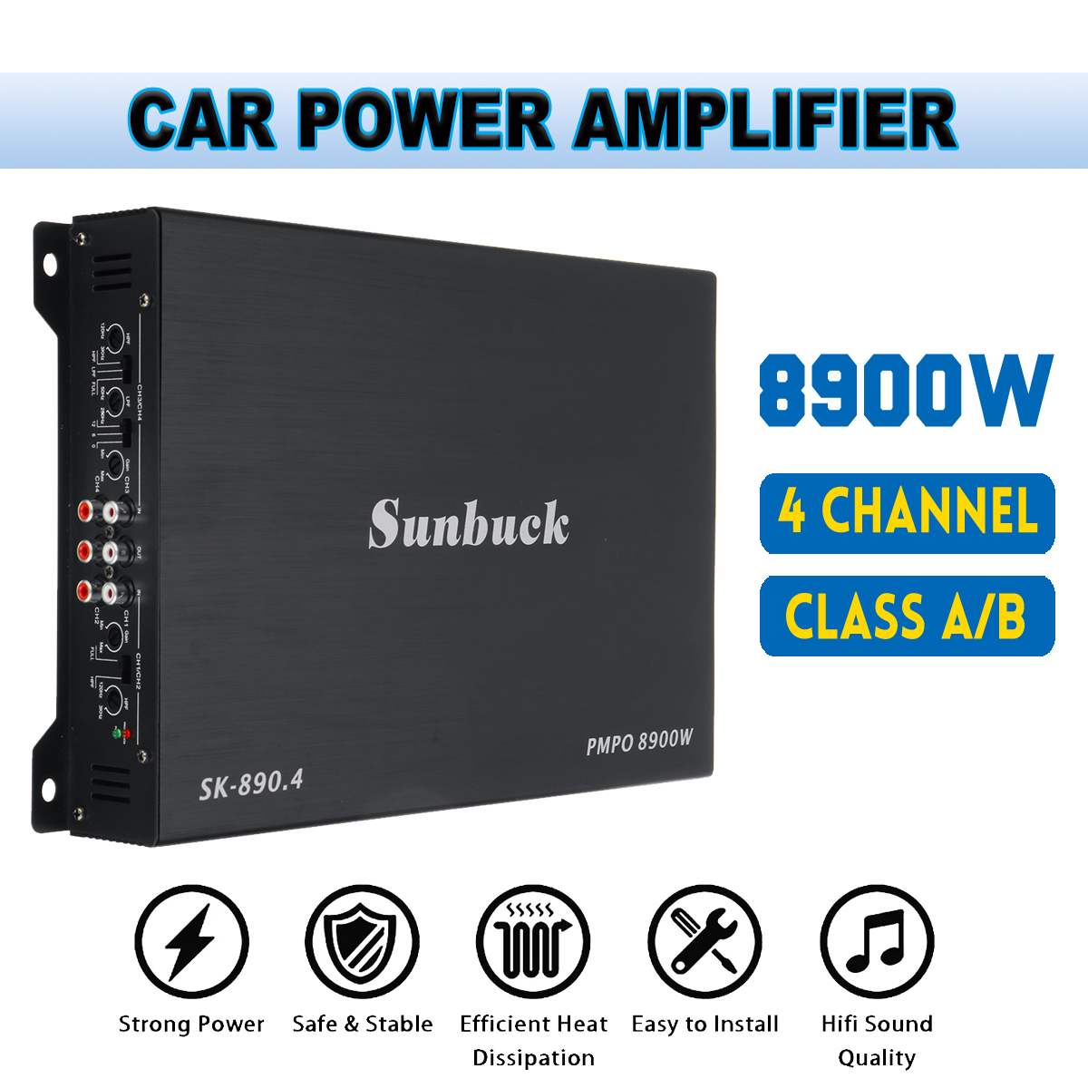 

DC 12V 8900W Автомобильный усилитель 4-канальный мощный автомобильный аудио сабвуфер Алюминиевый сплав Автомобильный стереоусилитель Автомобильный звук