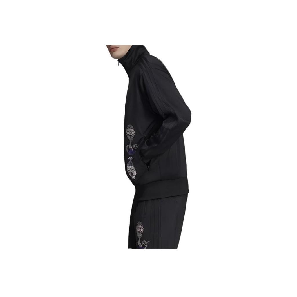 Adidas Originals Trefoil Gallery Fb Trainingsjacke Abstraktes Gemälde Stehkragenjacke Herren Oberteile Schwarz ED9358