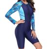 Women S Long Sleeve Print One Piece Swimsuit Slim Conservative Sun Protection
