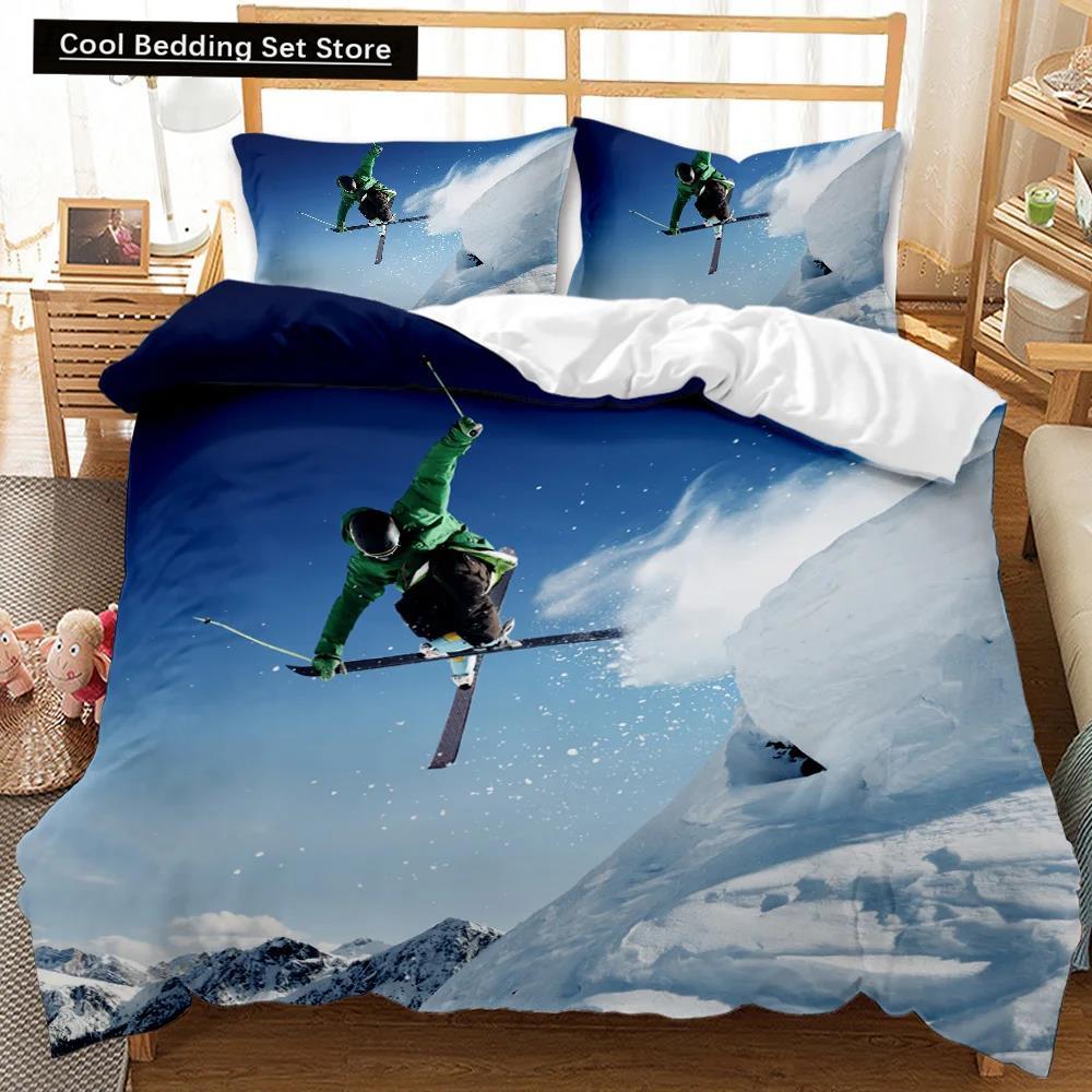 Comforter Skiing Snow Mountain Comforter Extreme Sports Game Polyester Snowboard Double Queen King Size