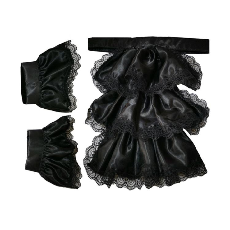 Ruffle Lace Satin Jabot and Cuffs Set Costume Accessory for Men Women Children