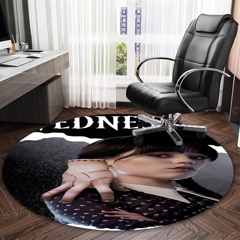 1pc Addams Family Wednesday2 Print Round Carpet Chair Round Carpet Suitable for Bedroom Living Room Home Decorative Carpet