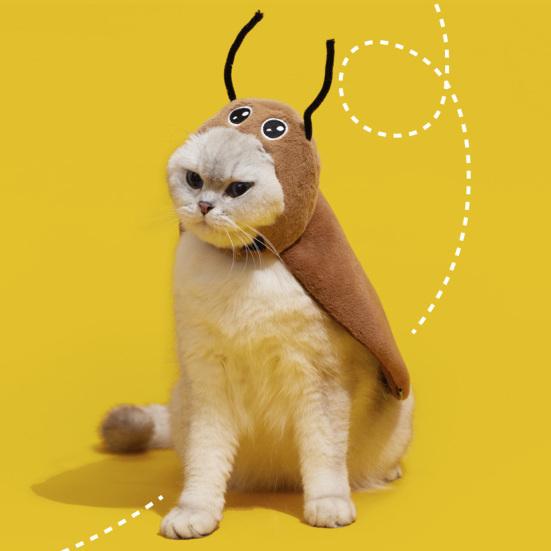 Cat Cockroach Cape Warm Velvet Cockroach Apparel with Antennae Pet Cosplay Accessory for Small And Medium Pets