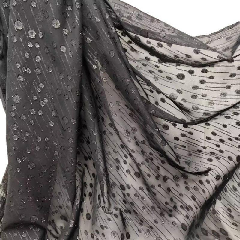 50cm/100cm*150cm Czarny Szyfon Jedwabny Tkanina Koronka Afrykańska Krepa Drukowana 75D Poliester Tkanina do DIY Ubrania Sukienka Dekoracja