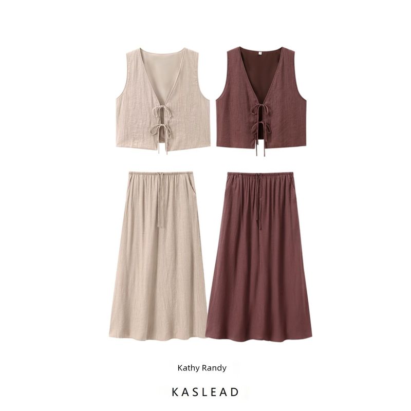 Kaslead New Arrival Women's Clothing Fashion Style Bows Texture Vest Suit 8338772 4764409