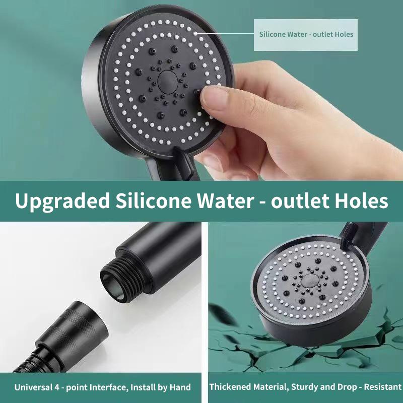 5 Modes Adjustable High Pressure Shower Head, Water Saving & Massage Function, Black Showerhead for Bathroom Accessories