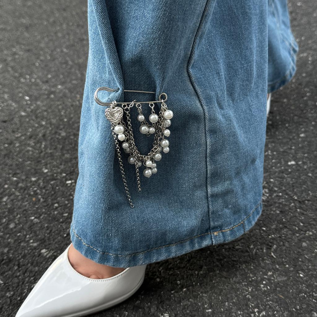 Design Sense Imitation Pearl Fringed Pants Anklet Decoration Women, Sweet And Cool Shortened Multi-Purpose Brooch Pendant