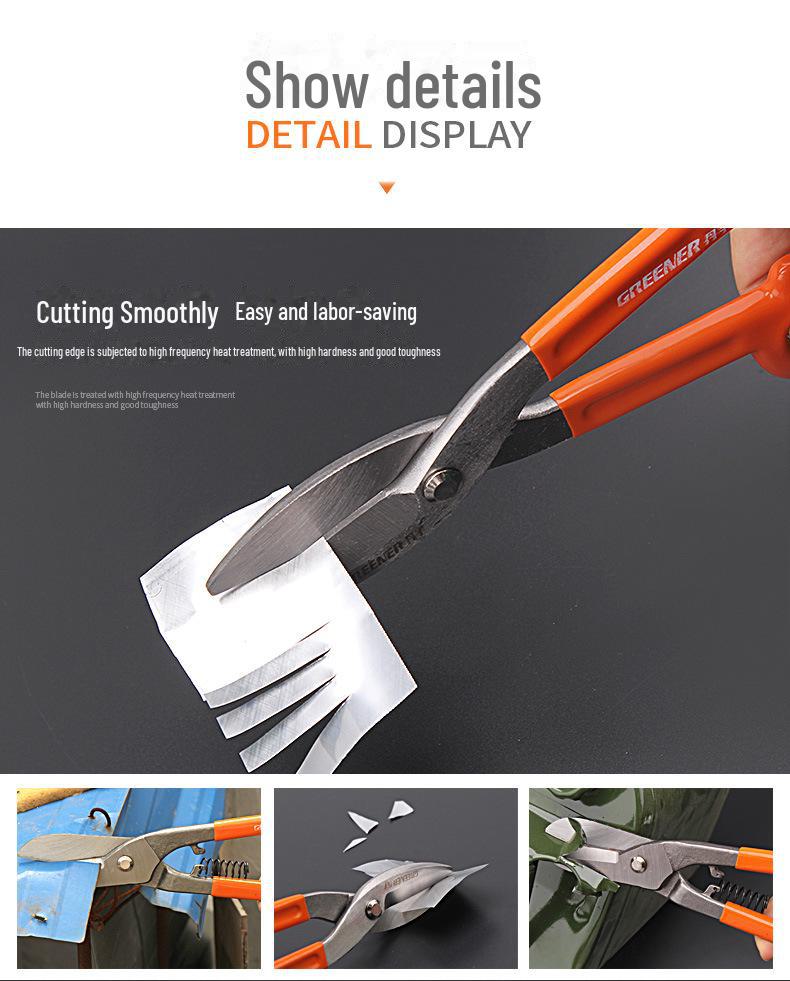 Green Forest Metal Cutting Scissors: Steel, Tin, Iron, German-American Design