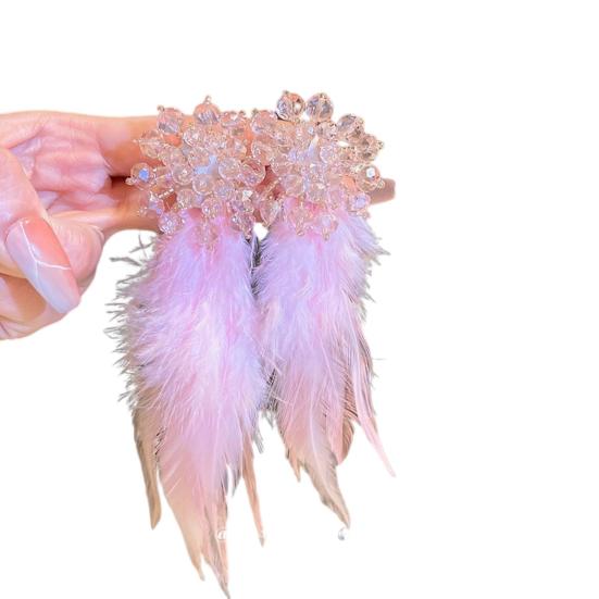 

1 пара висячих сережек, преувеличенные феи, элегантный подарок, полые серьги-гвоздики с бабочками и перьями, ювелирные изделия B