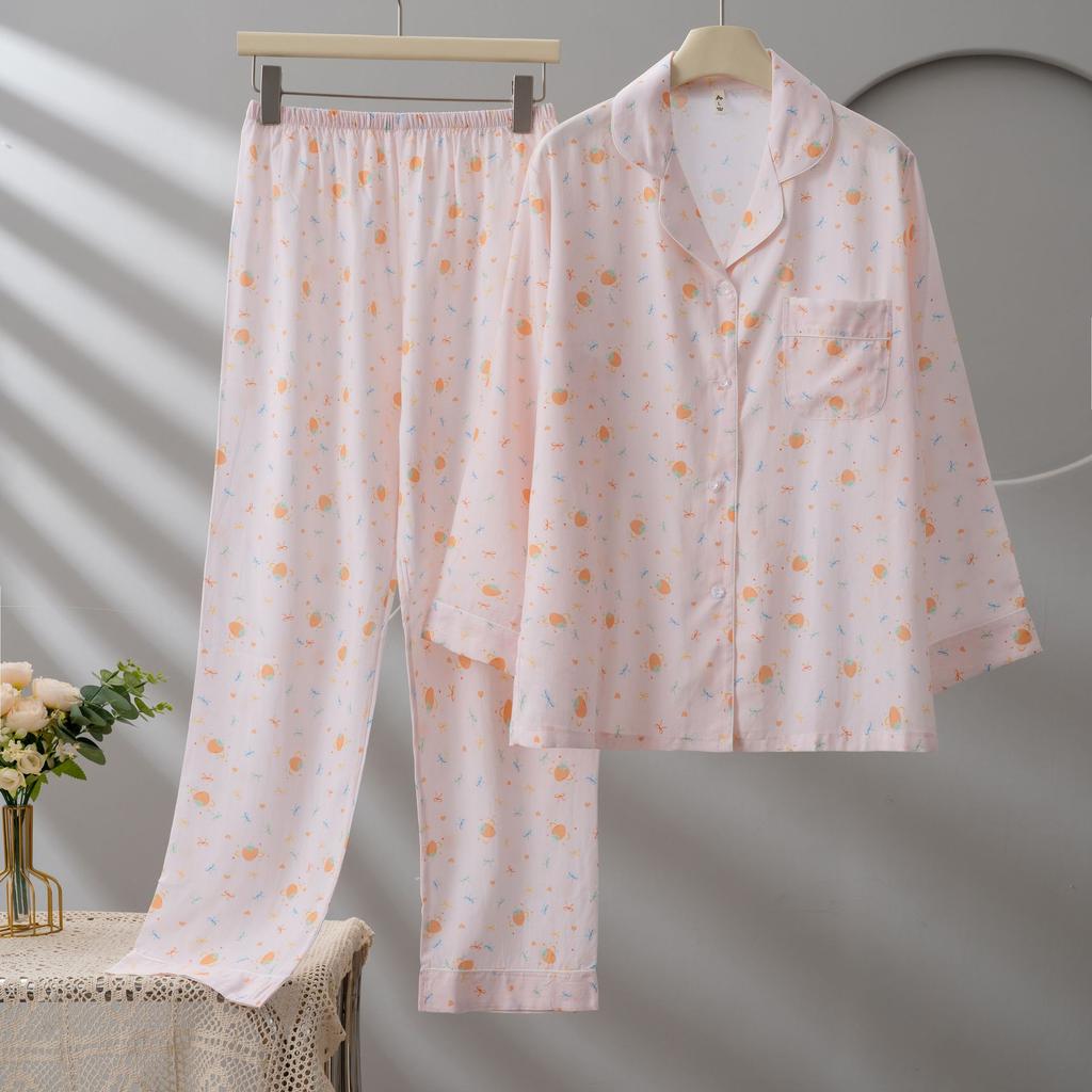 Spot new women's cotton silk spring, summer and autumn thin cardigan long sleeve with chest pad pajamas simple and comfortable loungewear