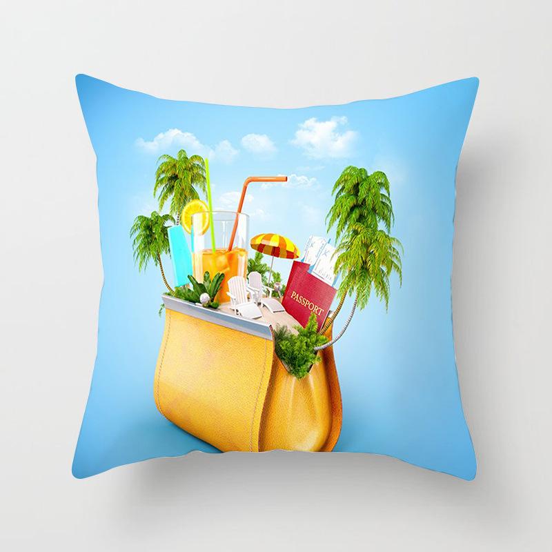 Tourist Scenic Spot Series Patterns Throw Pillow Cover With Short Plush Print For Living Room Sofa Decoration Cushion Cover