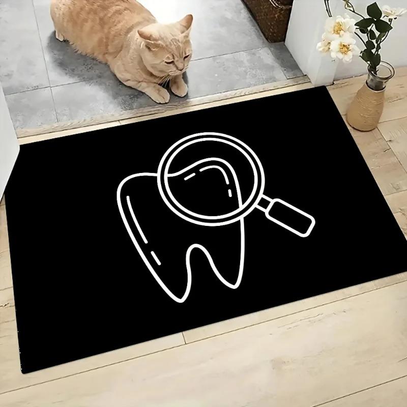 The Dentist Tooth Floor Mat Graphic Printed Flannel Doormats for Bathroom Kitchen Entrance Carpet Home Decor Homes Decoration