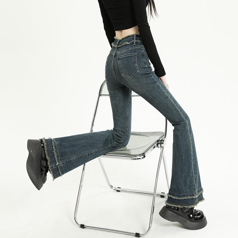 Light Colored Jeans for Women In Autumn, Small Breasted Bell-bottomed Pants for Women In Autumn, Horseshoe Pants for Autumn