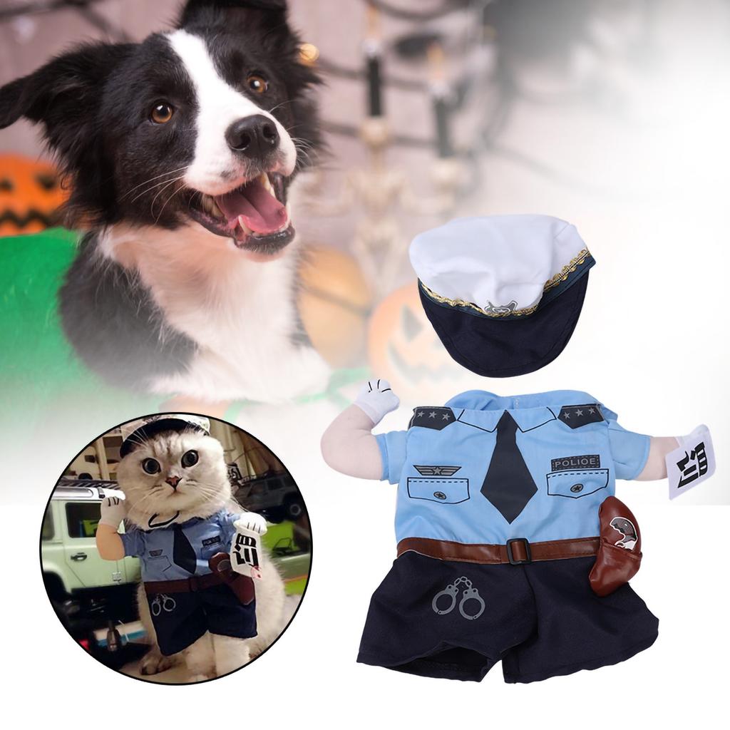 Polyester Sladký mazlíček Halloweenské oblečení Pokuta Policie Vzpřímený kostým Převlek pro kočky psy(S)