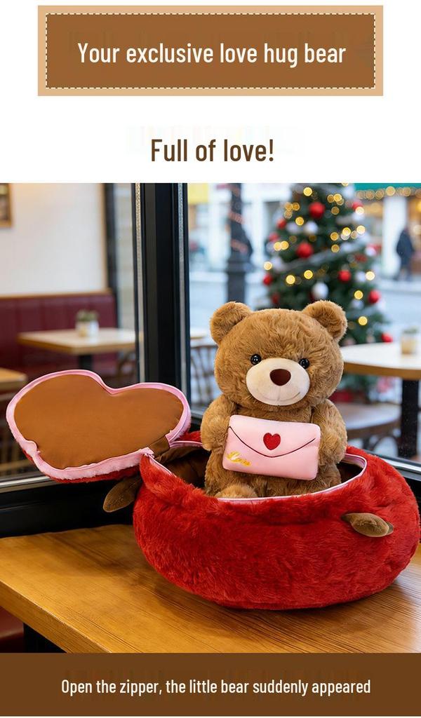 Cross-Border New Year Love Heart Bear Plush Toy - Cute Companion Gift for Couples and Birthdays