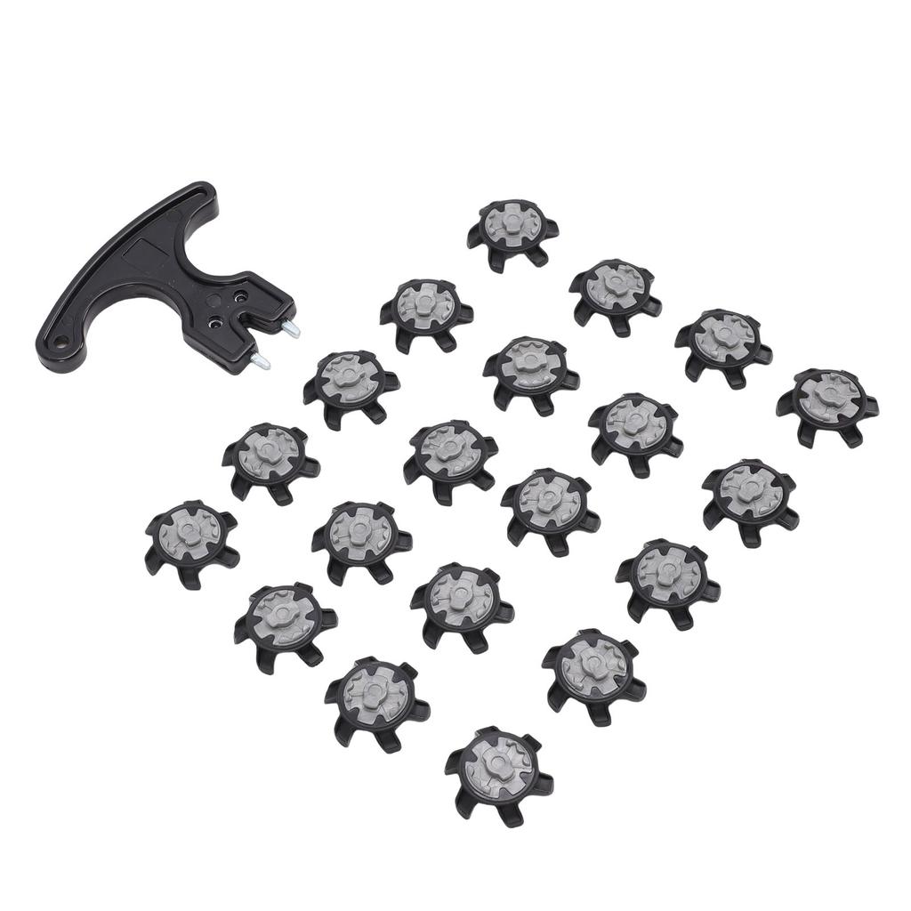 20PCS Replacement Shoe Cleats and 1 Removal Spanner Non Slip Shoe Spikes for Outdoor Use Black
