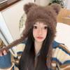 Winter Plush Women Hat Cute Bear Ear Protection Beanie Cap For Girls Female Kawaii Solid Color Faux Fur Warm Earmuffs Caps