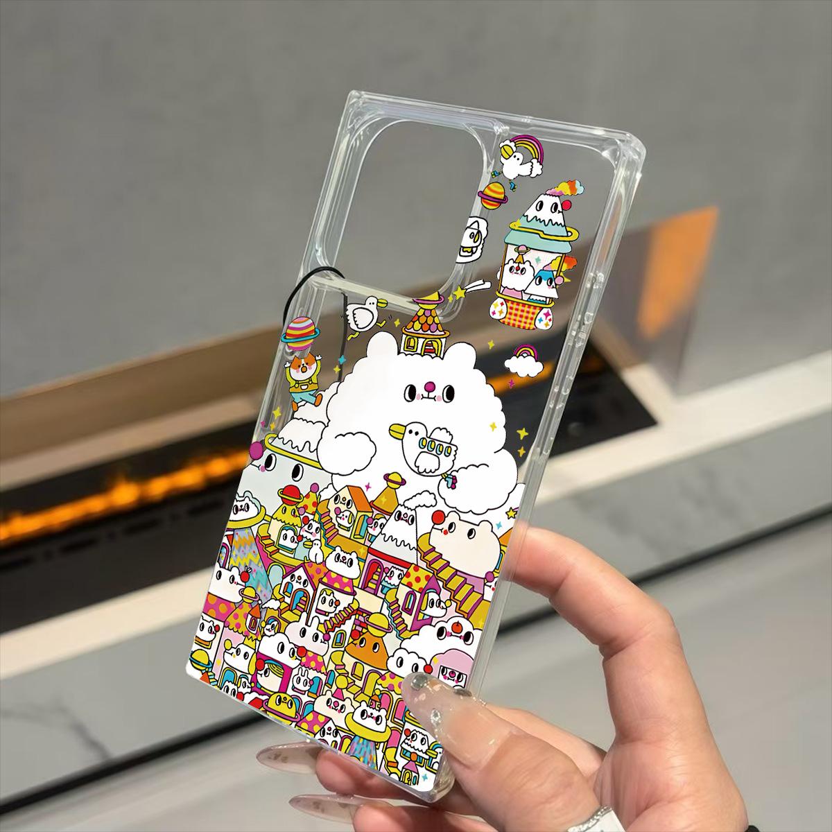 

Прозрачный квадратный чехол-трубка для защиты задней панели для iPhone 12 11 14 Pro Max 16 ProMax 15 Plus 13, защита от окисления, чехол с узором «Мир фэнтези» iphone 11 ProMax