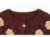 French Chic Age-Defying 3D Floral Chunky Knit Cardigan – Autumn/Winter Sweater Coat