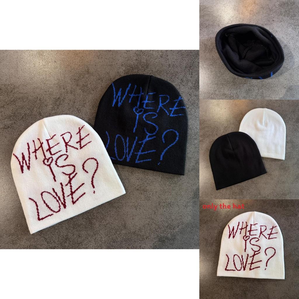 Simple Color Blocked Letter Pattern Neutral Casual Warm Knitted Hat For Streetwear Style