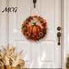 Hanging Ornament Fall Pumpkin Sunflower Wreath Decor, Acrylic Hand Painted Seasonal Home Decor Window Ornament, Thanksgiving Halloween Harvest