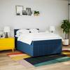 Box Spring Bed with Mattress Blue 140 X 190 Cm Fabric